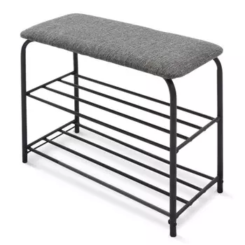 подставка для обуви 640х310х460мм лён серый/черный