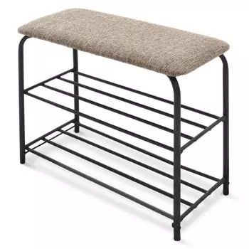 подставка для обуви 640х310х460мм металл лён натуральный/черный