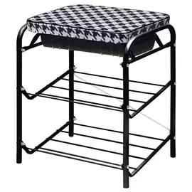 подставка для обуви HAUSHALT 2 полки с сидением 440х330х516мм черно-белая