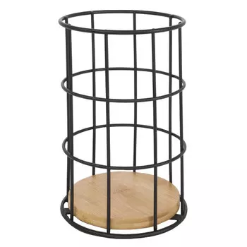 подставка для столовых приборов TODELIA Black&Wood 11,2х11,2х17см нерж.сталь, бамбук