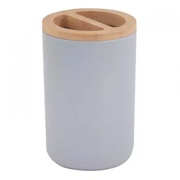 подставка для зубных щеток пластик бамбук серый