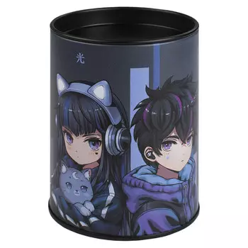 подставка-копилка Кибер аниме 10,4х7,5х7,5 см металл серый полноцветная печать