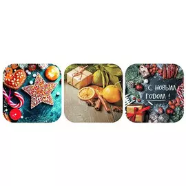 подставка под горячее Новогодний микс 18х18см квадратная дерево микс дизайна