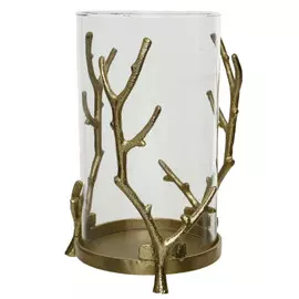 подсвечник 1 свеча Ветви 16х21,5см металл, стекло золото
