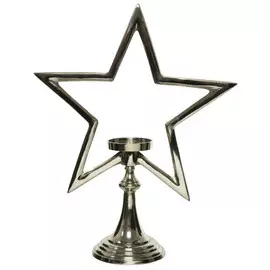 подсвечник 1 свеча Звезда 30см металл серебро