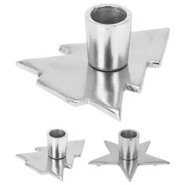 подсвечник Ель/Звезда 1 свеча 11х4см металл серебро