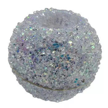 подсвечник MAXIJOY Кристаллы 10х9см стекло серебряный