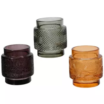 подсвечник Орнамент 6,9х7,8см стекло в асс-те