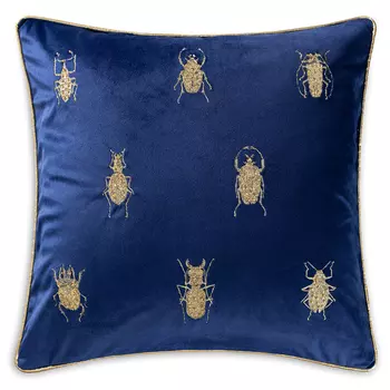 подушка декоративная ESTIA Инсетти 45х45см бархатная синяя арт.1003.00134