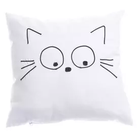 подушка декоративная Котенок 37,5х37,5см белая, арт.ПдКб