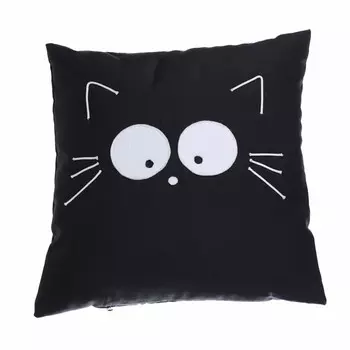 подушка декоративная Котенок 37,5х37,5см черная, арт.ПдКч
