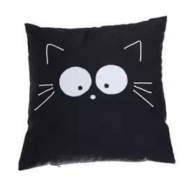подушка декоративная Котенок 37,5х37,5см черная, арт.ПдКч