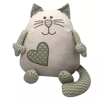 подушка декоративная NAT Сердечный кот 36x41см зеленый, арт.82787