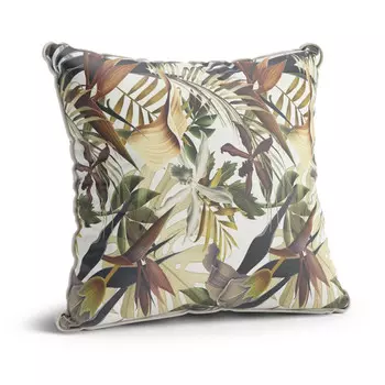 подушка Линда 400х400х140мм велюр флористика бежевый