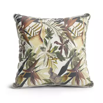 подушка Линда 400х400х140мм велюр флористика монстера