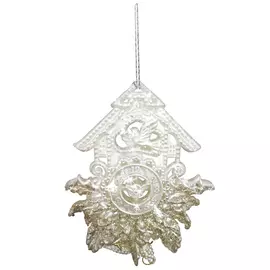 подвеска Часы с кукушкой 16см пластик жемчужный