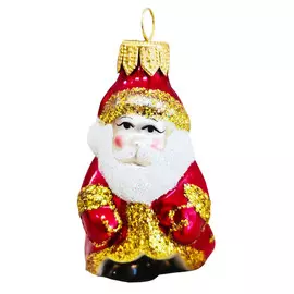 подвеска Дед Мороз 9см стекло красный