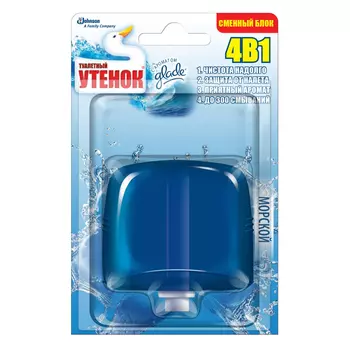 подвеска для унитаза ТУАЛЕТНЫЙ УТЕНОК Морской жидкость 55мл сменный блок