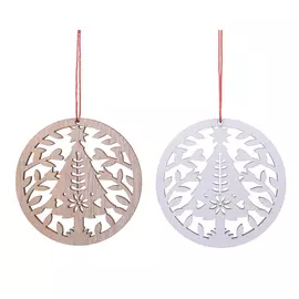 подвеска Ель резная в круге 13см дерево в асс-те
