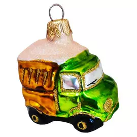 подвеска Грузовик 7см стекло красно-жёлтый