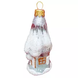 подвеска Избушка 11см стекло белый прозрачный