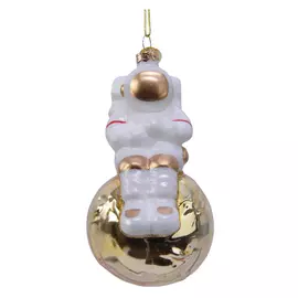 подвеска Космонавт на луне 13см стекло бело-золотой