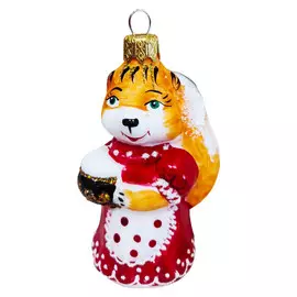 подвеска Лиса в красном платье 11см стекло