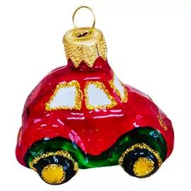 подвеска Машинка 5см стекло красный