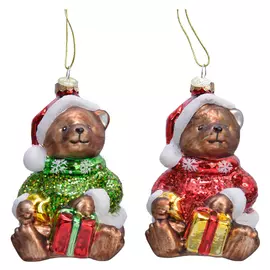 подвеска Медведь с подарком 12см стекло в асс-те