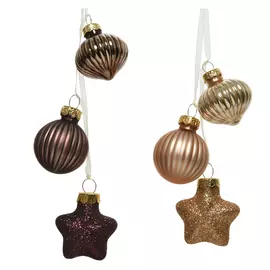 подвеска Новогоднее трио 11,5см стекло коричневый/шампань в асс-те