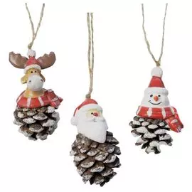 подвеска Новогодняя фигурка с шишкой 7см п/а в асс-те