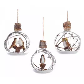 подвеска Птица в шаре 9см стекло в асс-те