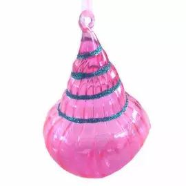 подвеска Ракушка 10см стекло розовая