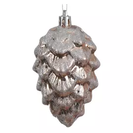 подвеска Шишка заснеженная 9см пластик светло-коричневая
