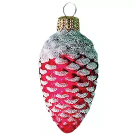 подвеска Шишка заснеженная 9см стекло розовая