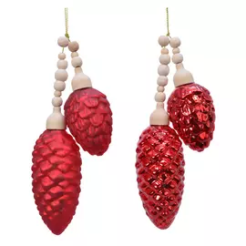 подвеска Шишки 17см стекло красные в асс-те