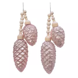 подвеска Шишки 17см стекло жемчужно-розовые в асс-те