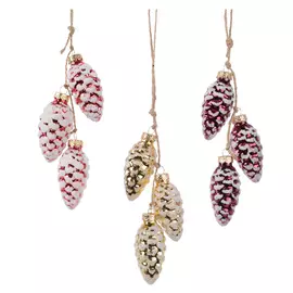 подвеска Шишки заснеженные 3х6см стекло цвет-4 в асс-те