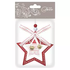 подвеска Скандинавская сказка 11см дерево красно-белый в асс-те