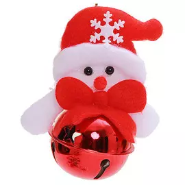 подвеска Снеговик колокольчик 10см красно-белый