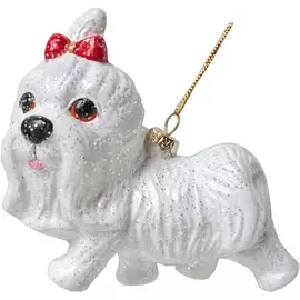 подвеска Собака 11см стекло белая