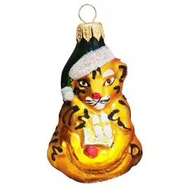 подвеска Тигренок с подарком (Символ года) 9см стекло