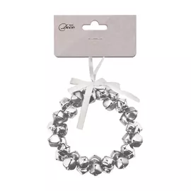 подвеска Венок из бубенцов 25см металл серебро