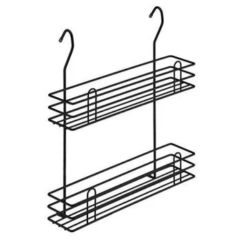 полка для рейлинга 2х ярусная для специй 405x110x350мм черный матовый