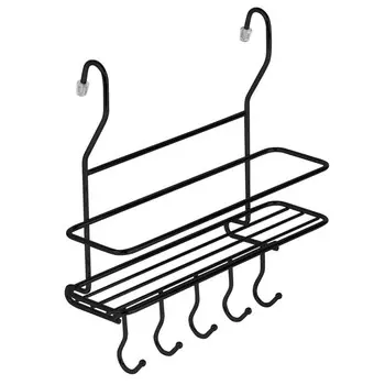 полка для рейлинга малая с крючками черный матовый