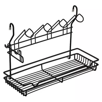 полка для рейлингас крючками для кружек черный матовый