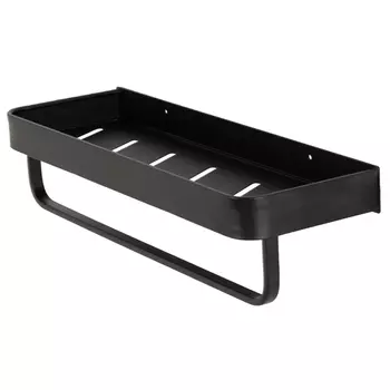 полка для ванной прямая 1-ярусная FORA Axe 10х12,5х41см с полотенцедержателем черная нержавеющая ста