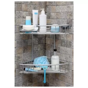 полка для ванной угловая PRIMA NOVA 2-ярусная алюминий