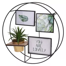 полка KOOPMAN 3 фоторамки/исскуственные цветы 430x120x430мм дерево/металл