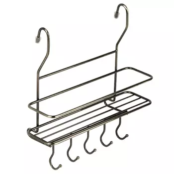 полка для рейлинг с крючками 265х100х270мм античная бронза